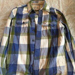 Hollister Blue and Green Plaid Shirt